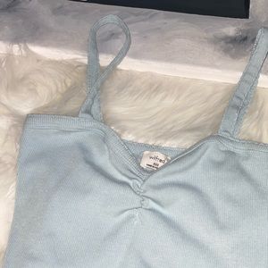 Wilfred Sweetheart Ruched Middle Baby Blue Top